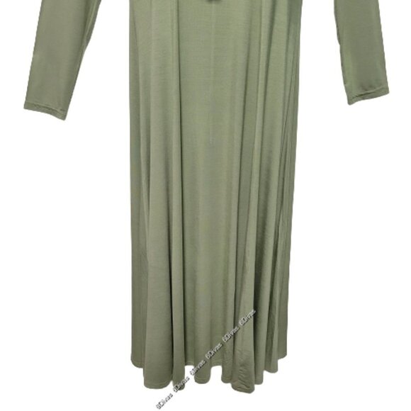 Green Long Dress Bamboo Dress Maxi Midi Dress _ Size L - Picture 6 of 14